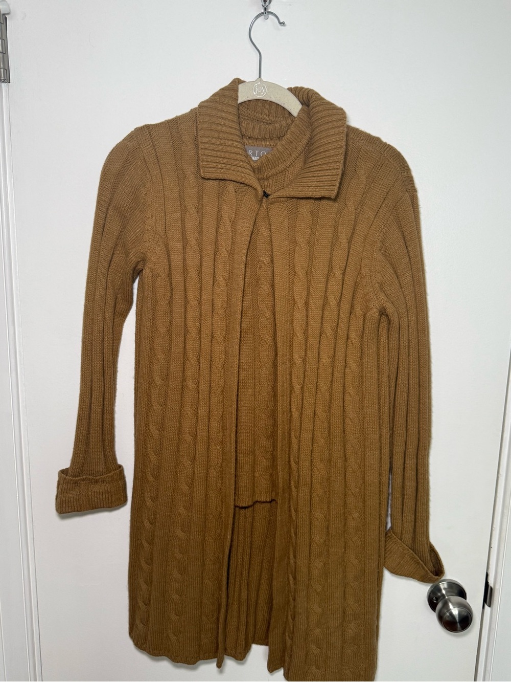 Cable Knit Open Cardigan Sweater with Tank Top